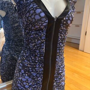 Bebe Black and Blue Textured Mini Dress